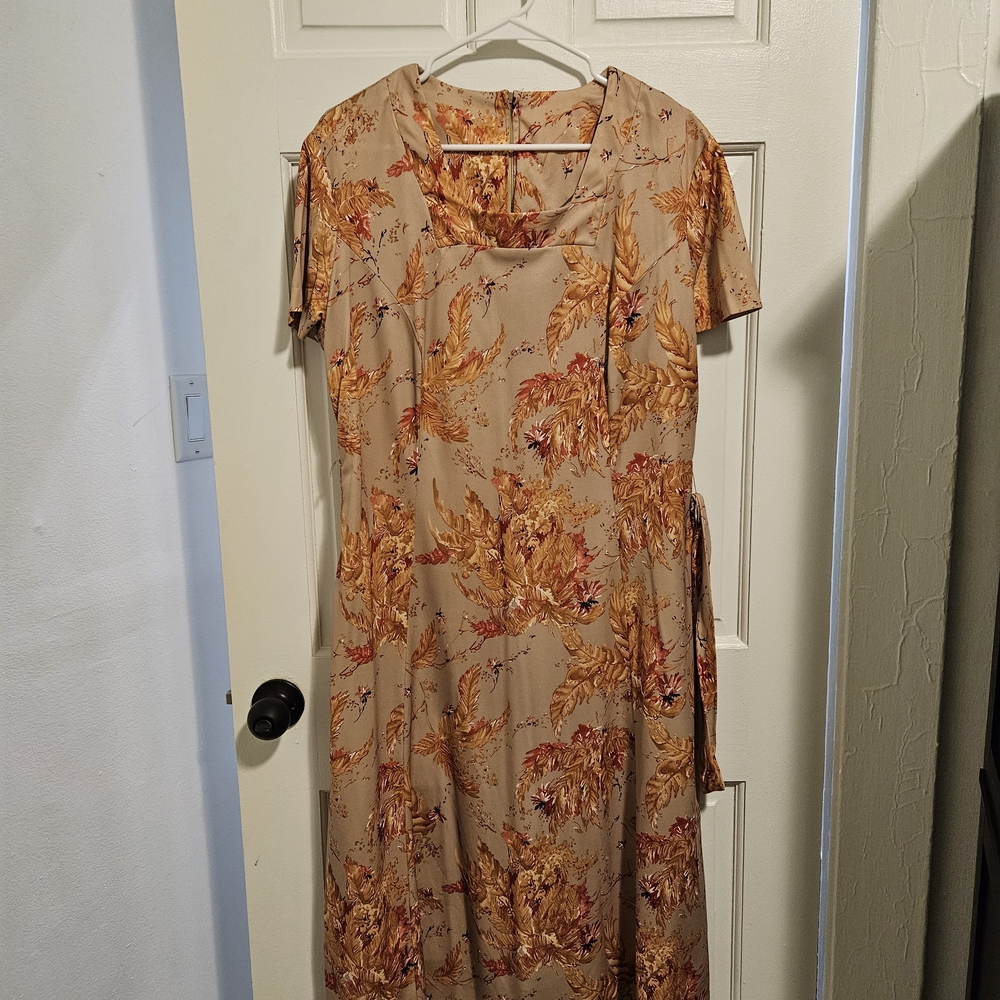 Floral Tan Dress Vintage